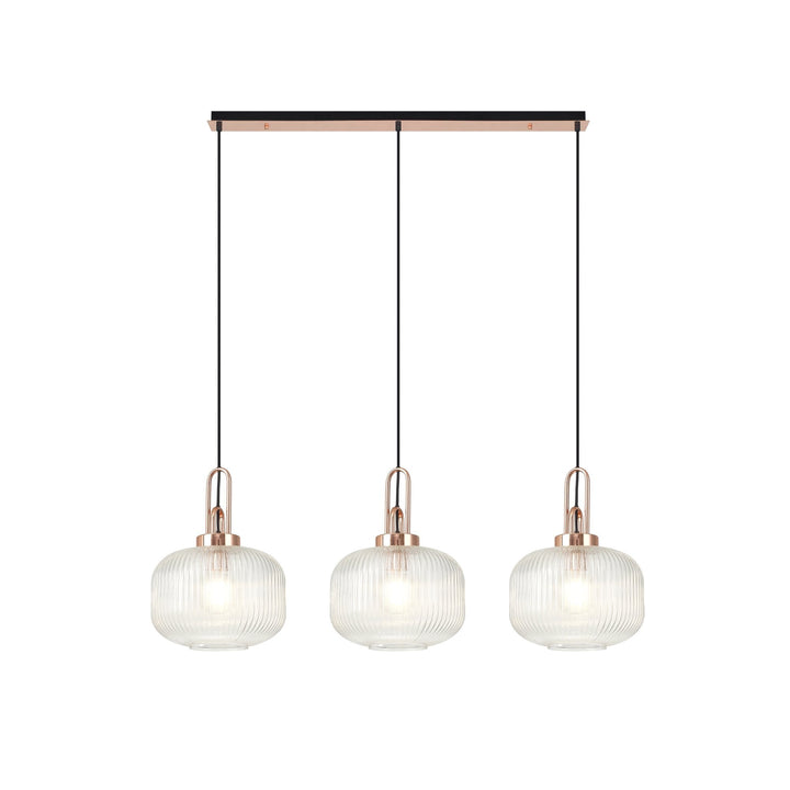 Nelson Lighting NLK05989 Amsterdam 3 Light Linear Pendant Copper Matt Black