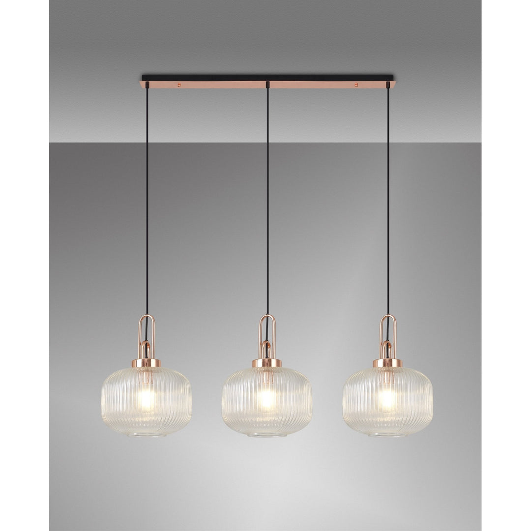 Nelson Lighting NLK05989 Amsterdam 3 Light Linear Pendant Copper Matt Black