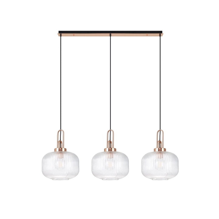 Nelson Lighting NLK05989 Amsterdam 3 Light Linear Pendant Copper Matt Black