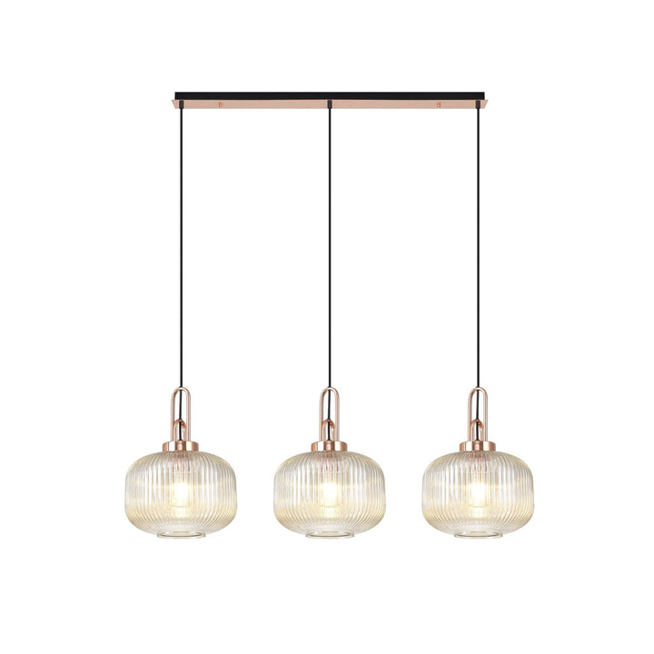 Nelson Lighting NLK05999 Amsterdam 3 Light Linear Pendant Copper Matt Black