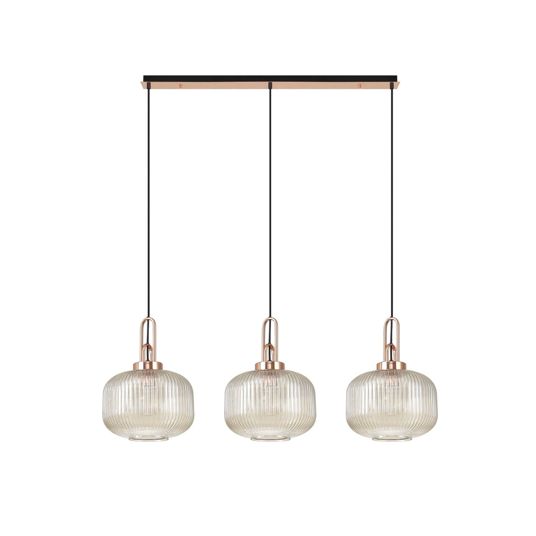 Nelson Lighting NLK05999 Amsterdam 3 Light Linear Pendant Copper Matt Black