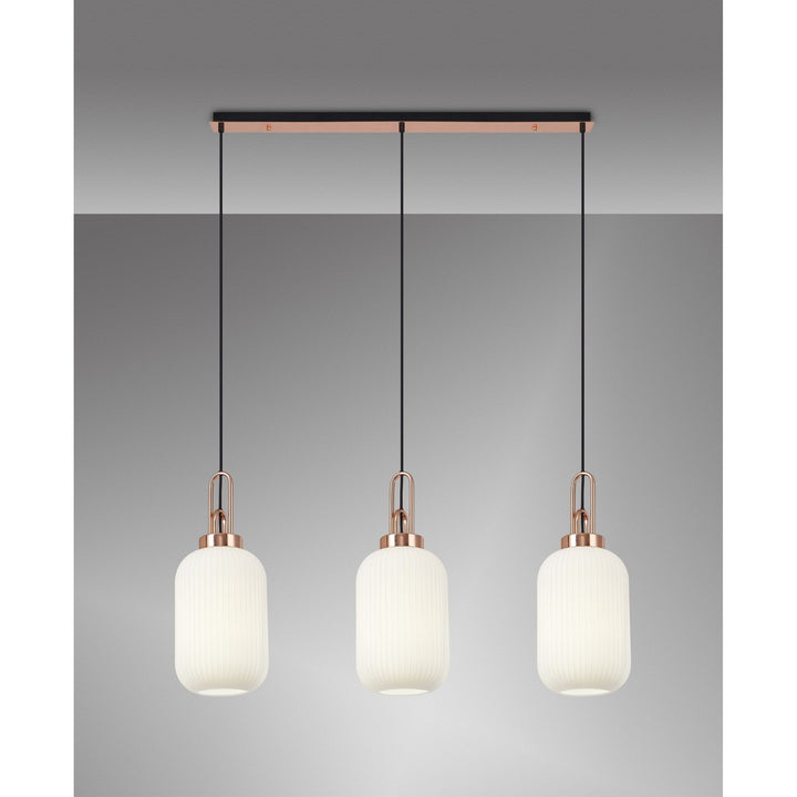 Nelson Lighting NLK06009 Amsterdam 3 Light Linear Pendant Copper Matt Black