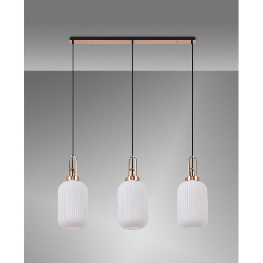 Nelson Lighting NLK06009 Amsterdam 3 Light Linear Pendant Copper Matt Black