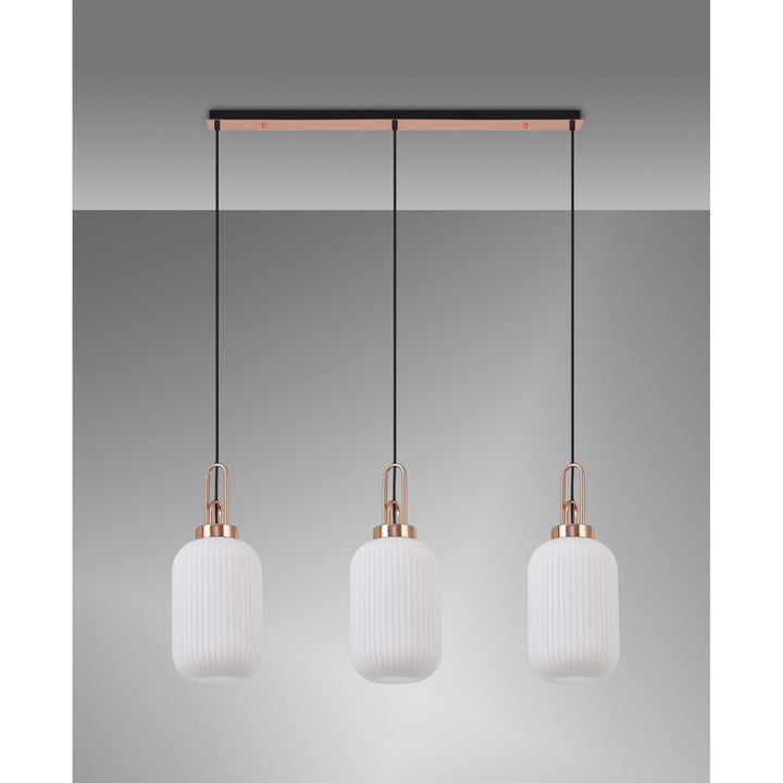 Nelson Lighting NLK06009 Amsterdam 3 Light Linear Pendant Copper Matt Black