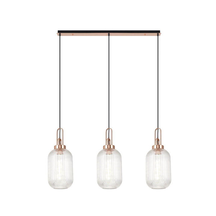 Nelson Lighting NLK06019 Amsterdam 3 Light Linear Pendant Copper Matt Black