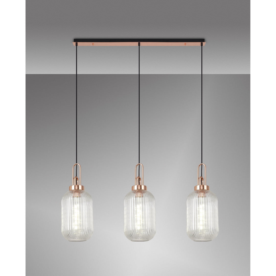 Nelson Lighting NLK06019 Amsterdam 3 Light Linear Pendant Copper Matt Black