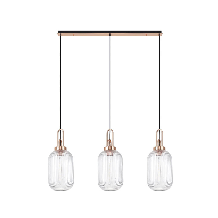 Nelson Lighting NLK06019 Amsterdam 3 Light Linear Pendant Copper Matt Black