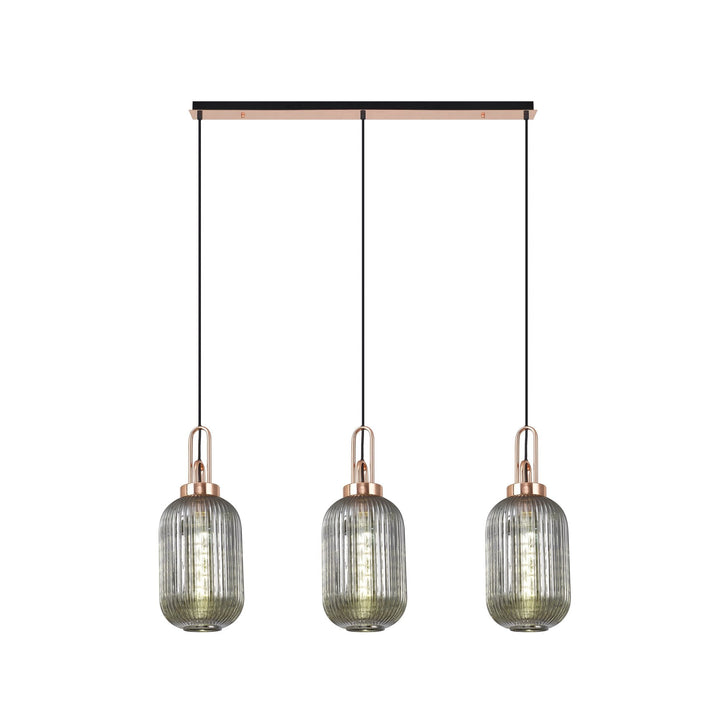 Nelson Lighting NLK06029 Amsterdam 3 Light Linear Pendant Copper Matt Black