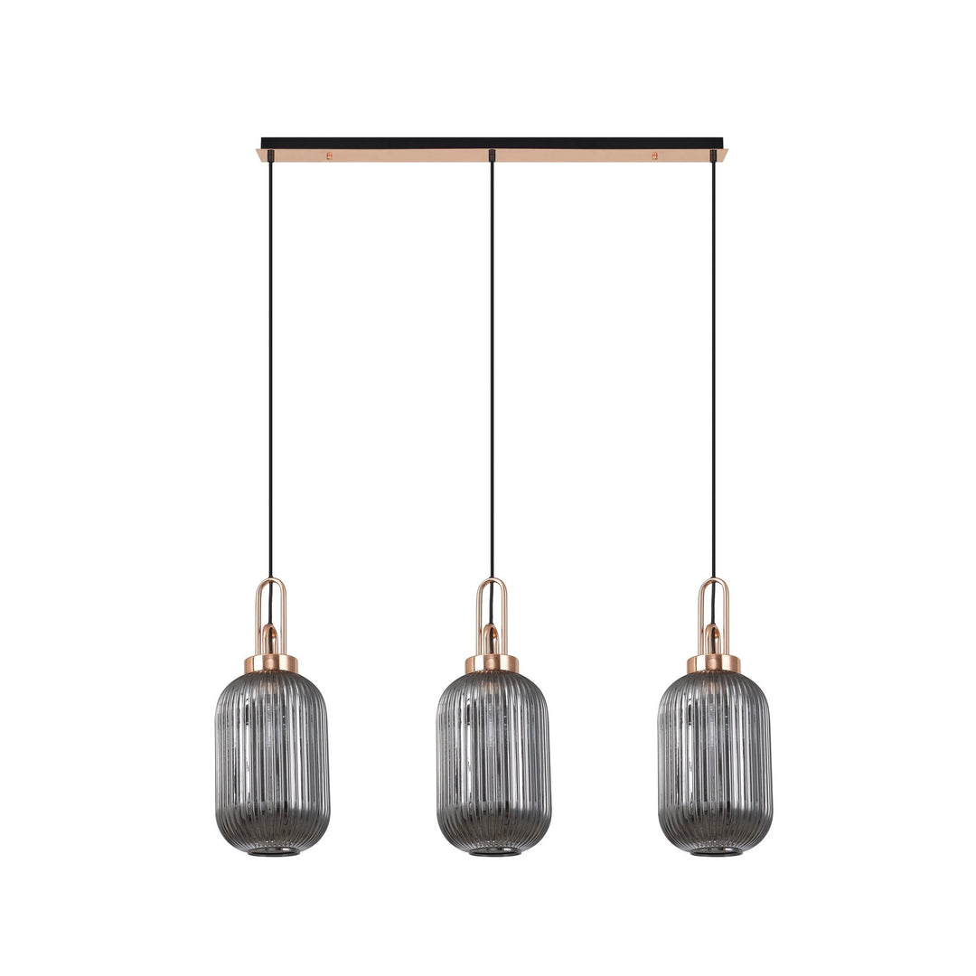 Nelson Lighting NLK06029 Amsterdam 3 Light Linear Pendant Copper Matt Black