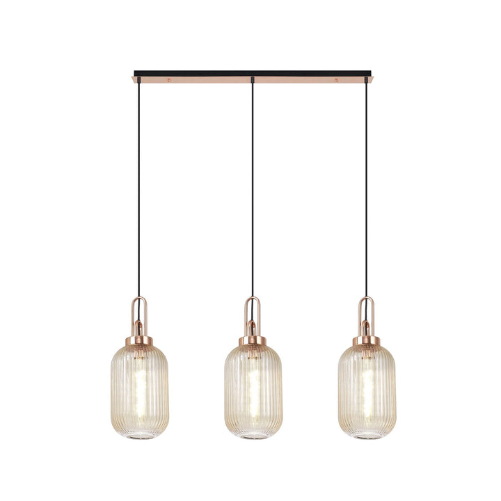 Nelson Lighting NLK06039 Amsterdam 3 Light Linear Pendant Copper Matt Black