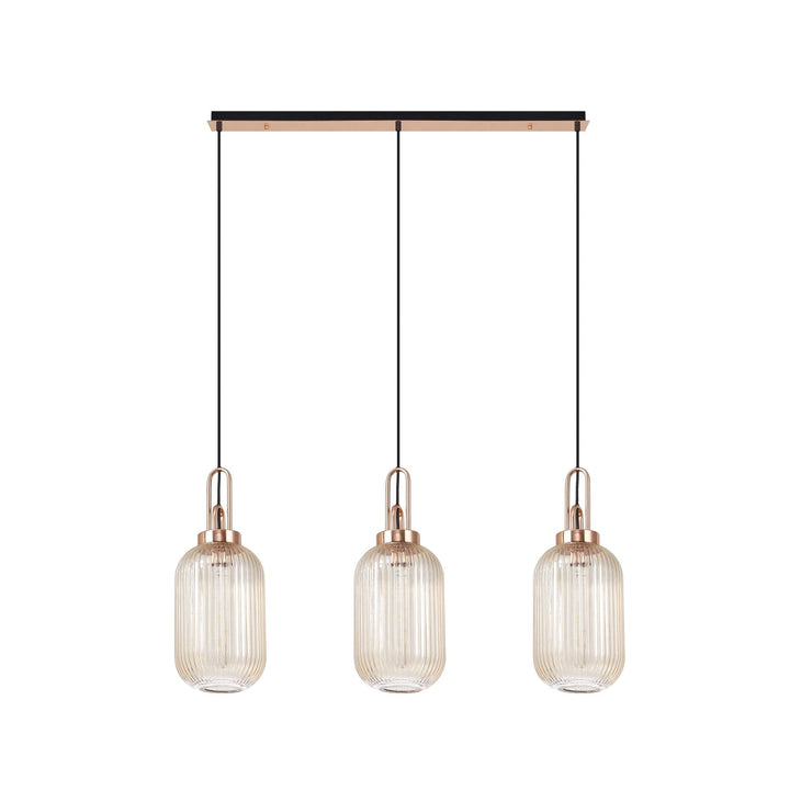 Nelson Lighting NLK06039 Amsterdam 3 Light Linear Pendant Copper Matt Black