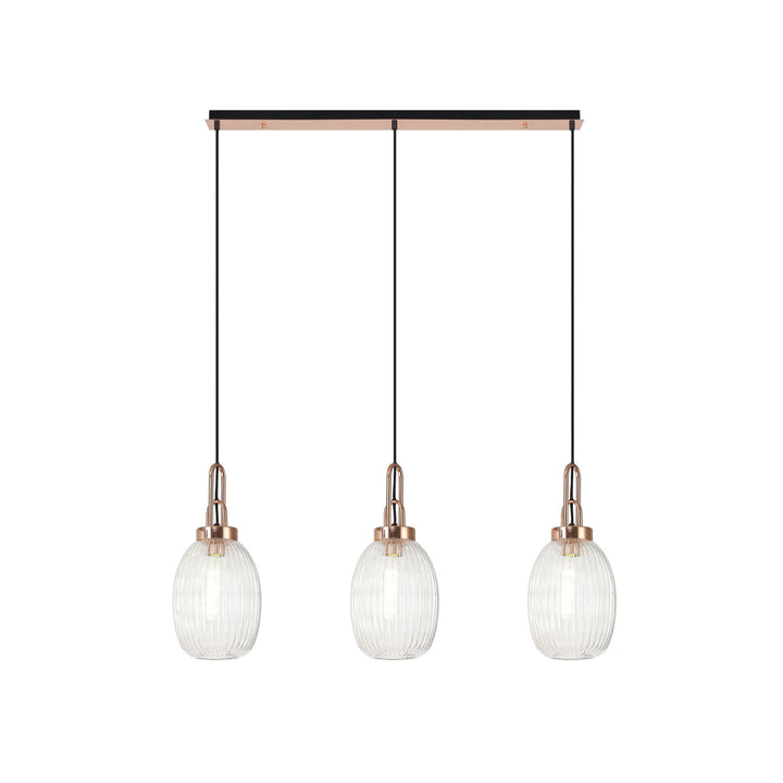 Nelson Lighting NLK06049 Amsterdam 3 Light Linear Pendant Copper Matt Black