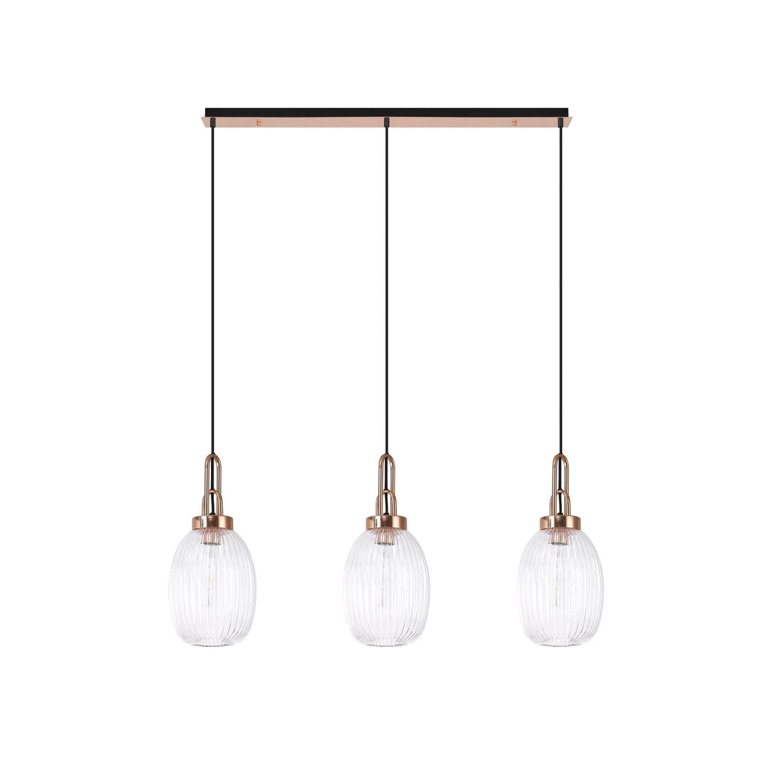 Nelson Lighting NLK06049 Amsterdam 3 Light Linear Pendant Copper Matt Black