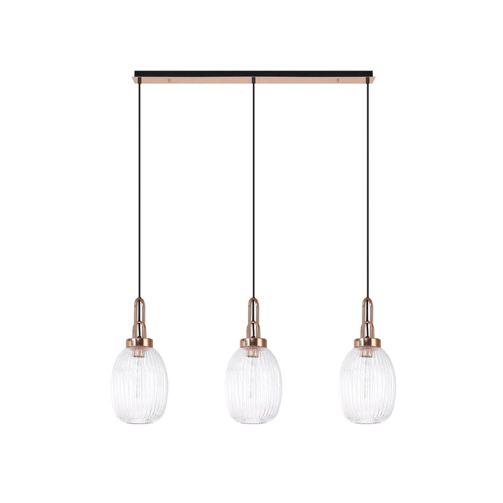 Nelson Lighting NLK06049 Amsterdam 3 Light Linear Pendant Copper Matt Black