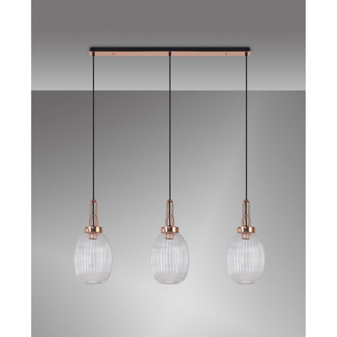 Nelson Lighting NLK06049 Amsterdam 3 Light Linear Pendant Copper Matt Black