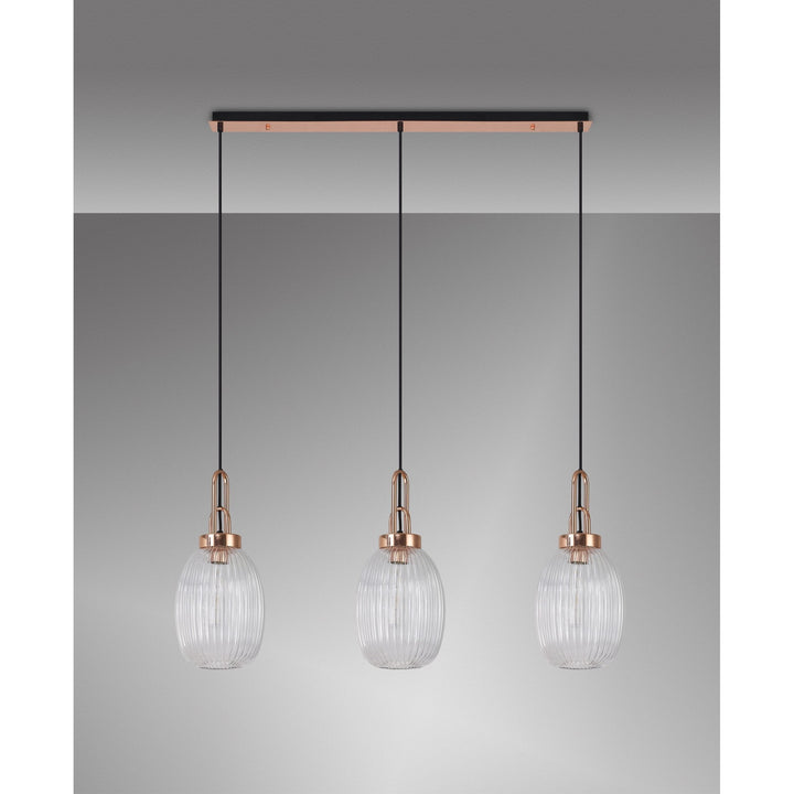 Nelson Lighting NLK06049 Amsterdam 3 Light Linear Pendant Copper Matt Black