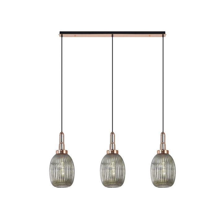 Nelson Lighting NLK06059 Amsterdam 3 Light Linear Pendant Copper Matt Black