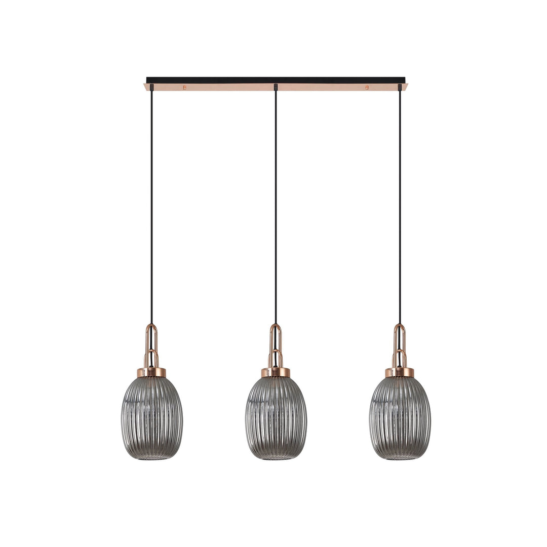 Nelson Lighting NLK06059 Amsterdam 3 Light Linear Pendant Copper Matt Black