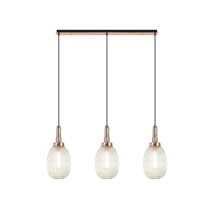 Nelson Lighting NLK06069 Amsterdam 3 Light Linear Pendant Copper Matt Black