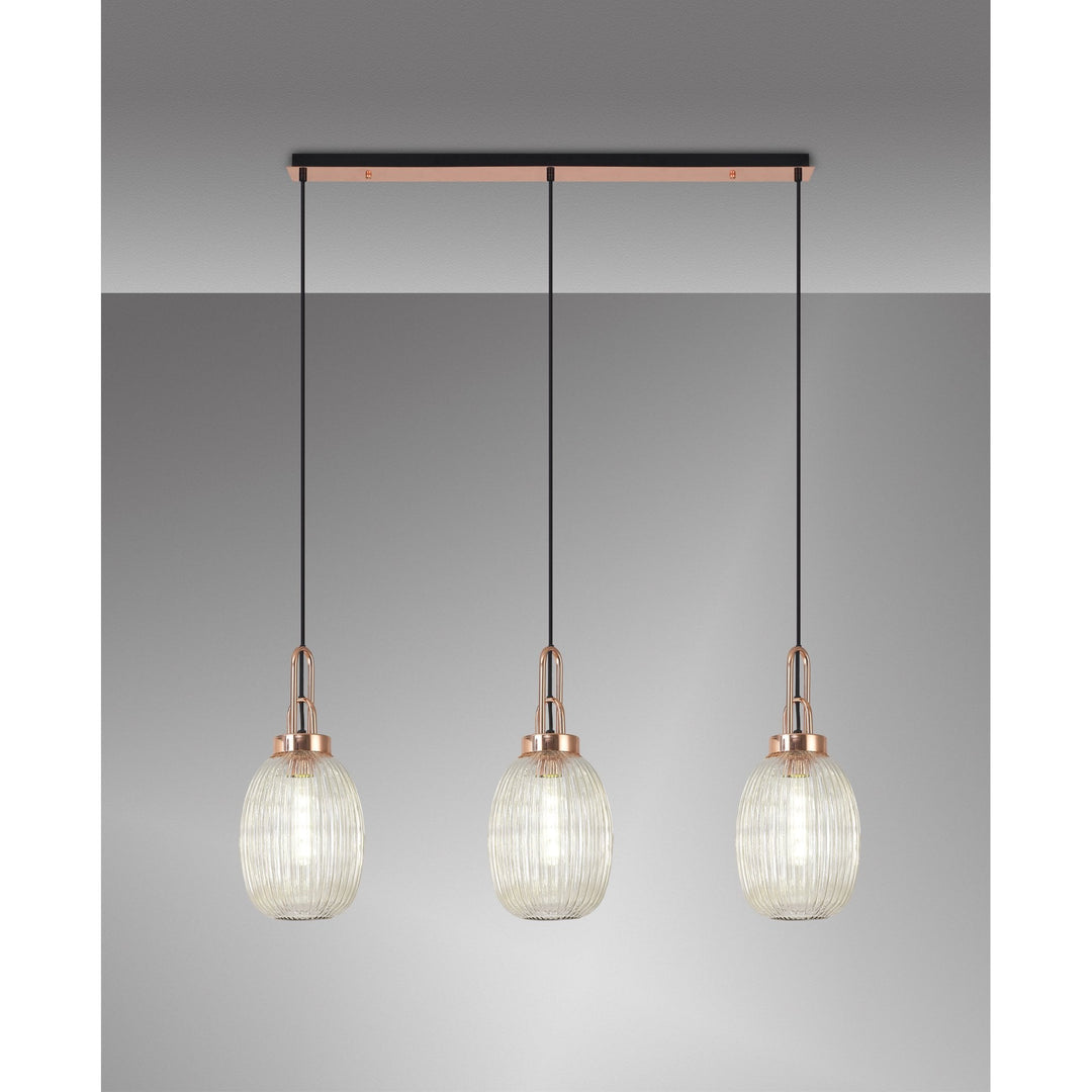 Nelson Lighting NLK06069 Amsterdam 3 Light Linear Pendant Copper Matt Black