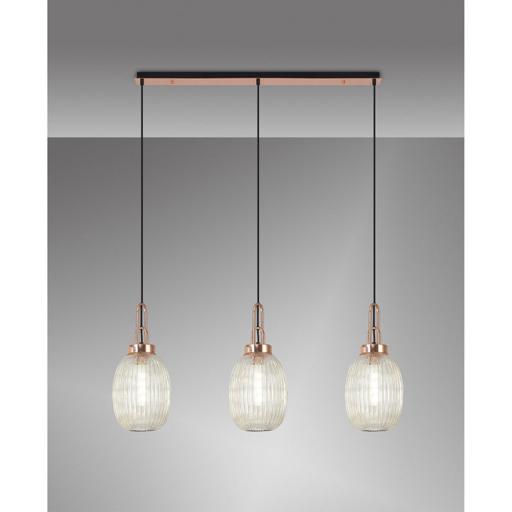 Nelson Lighting NLK06069 Amsterdam 3 Light Linear Pendant Copper Matt Black