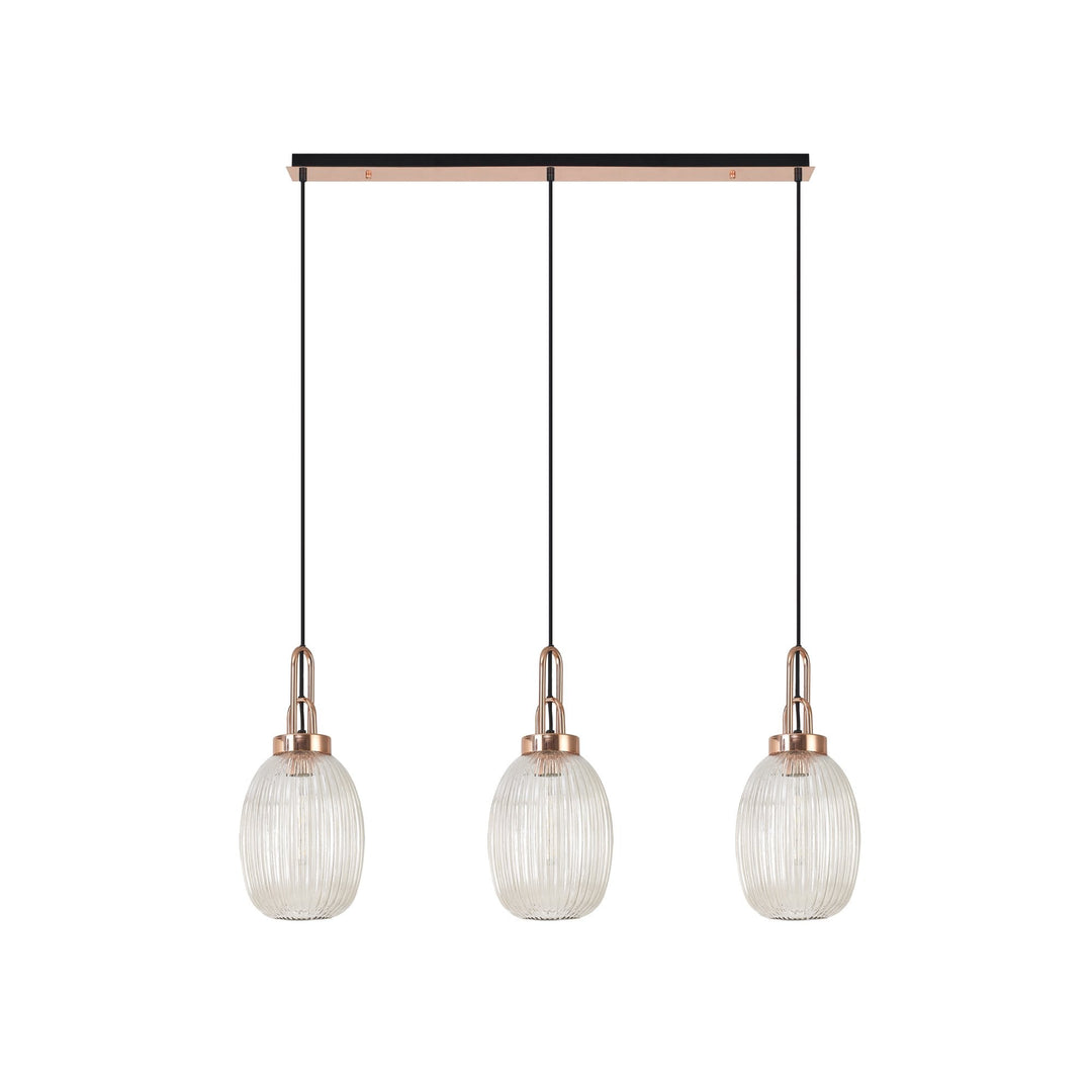 Nelson Lighting NLK06069 Amsterdam 3 Light Linear Pendant Copper Matt Black