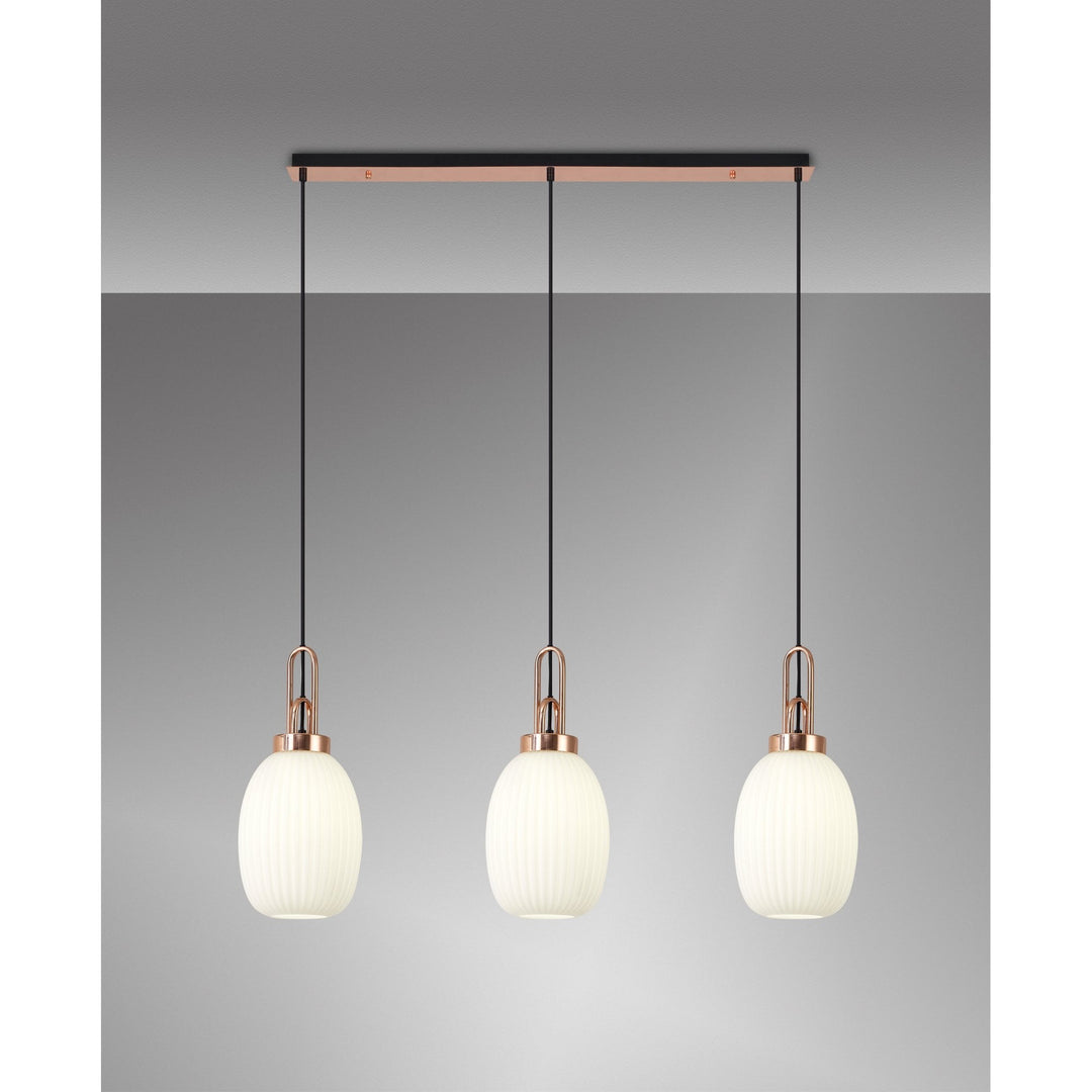 Nelson Lighting NLK06079 Amsterdam 3 Light Linear Pendant Copper Matt Black