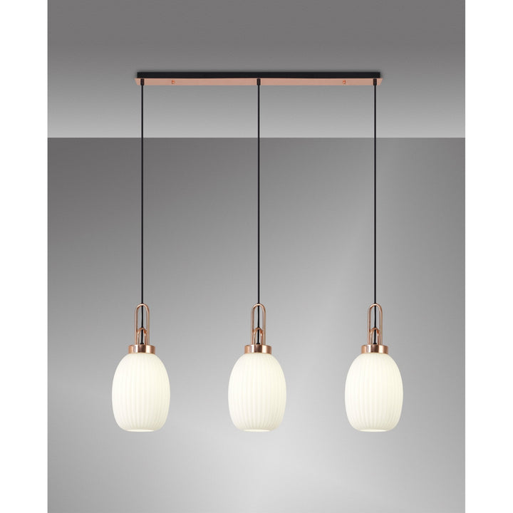 Nelson Lighting NLK06079 Amsterdam 3 Light Linear Pendant Copper Matt Black