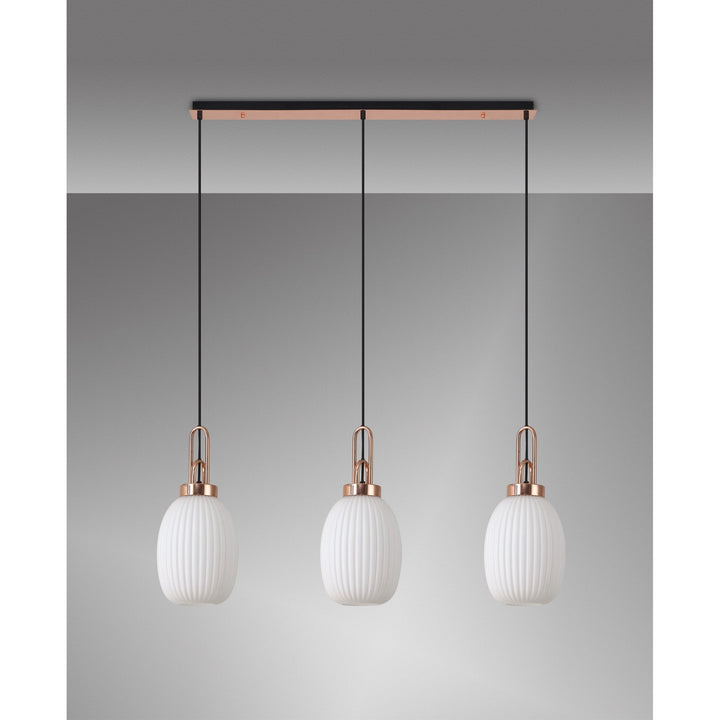 Nelson Lighting NLK06079 Amsterdam 3 Light Linear Pendant Copper Matt Black