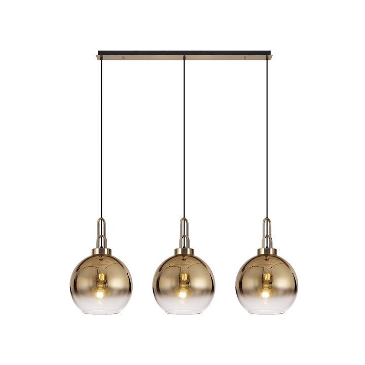 Nelson Lighting NLK06089 Acme 3 Light Linear Pendant Brass Gold Matt Black