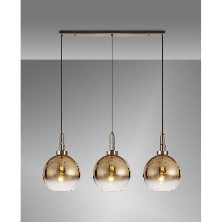 Nelson Lighting NLK06089 Acme 3 Light Linear Pendant Brass Gold Matt Black