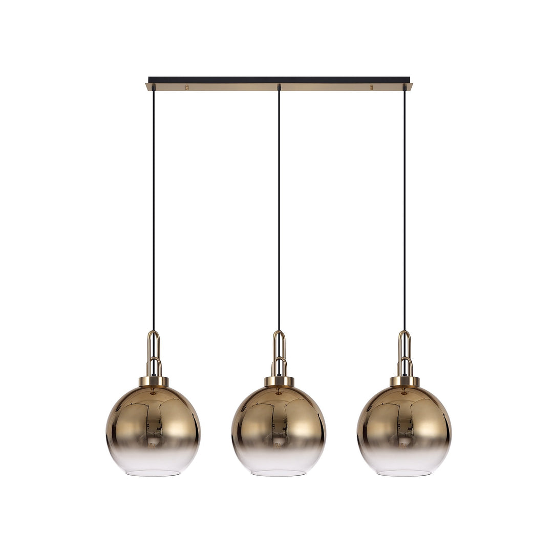 Nelson Lighting NLK06089 Acme 3 Light Linear Pendant Brass Gold Matt Black