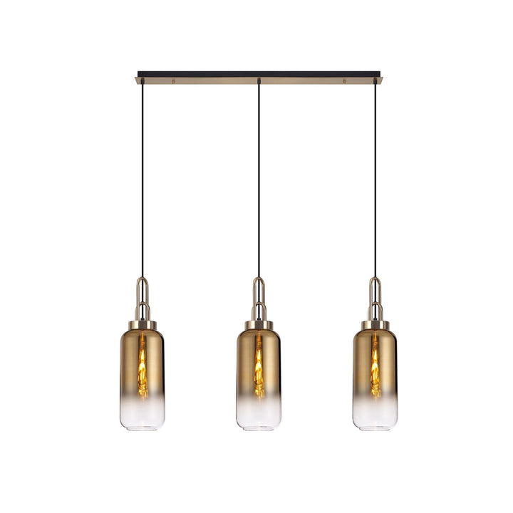 Nelson Lighting NLK06099 Acme 3 Light Linear Pendant Brass Gold Matt Black