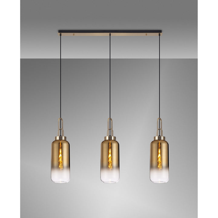 Nelson Lighting NLK06099 Acme 3 Light Linear Pendant Brass Gold Matt Black