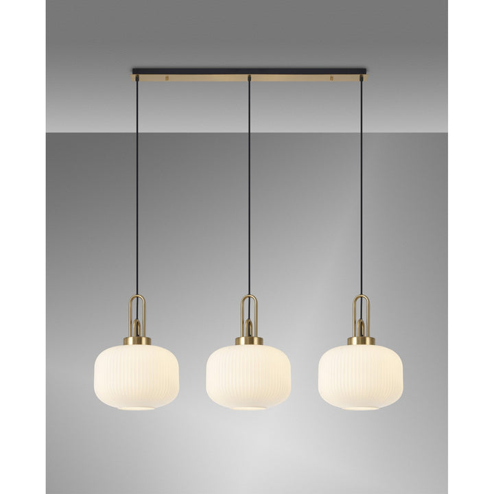 Nelson Lighting NLK06109 Acme 3 Light Linear Pendant Brass Gold Matt Black