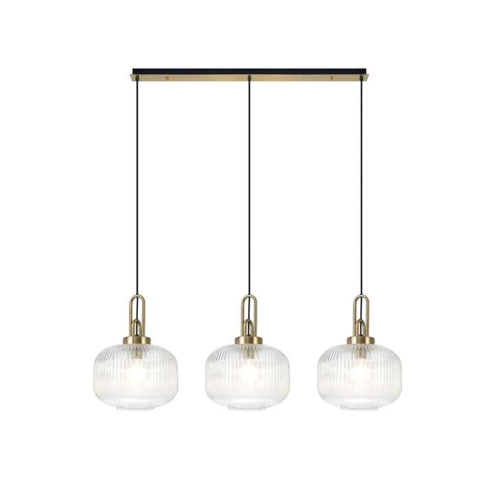 Nelson Lighting NLK06119 Acme 3 Light Linear Pendant Brass Gold Matt Black