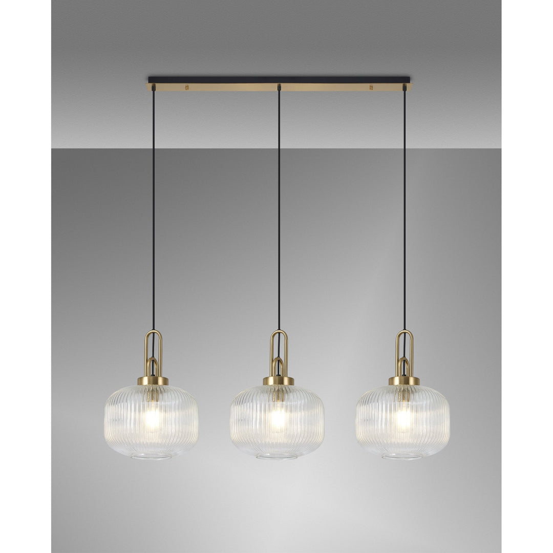 Nelson Lighting NLK06119 Acme 3 Light Linear Pendant Brass Gold Matt Black