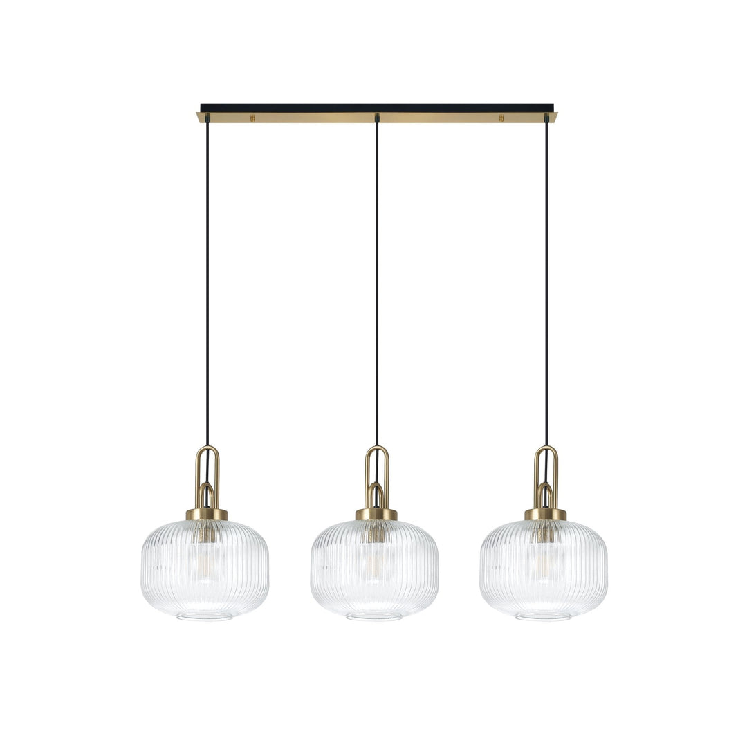 Nelson Lighting NLK06119 Acme 3 Light Linear Pendant Brass Gold Matt Black