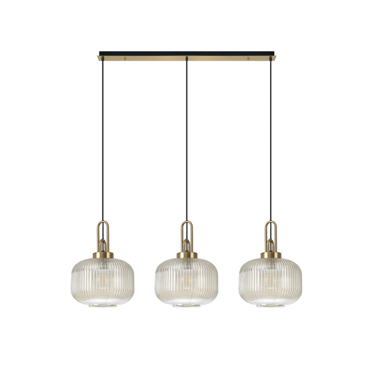 Nelson Lighting NLK06129 Acme 3 Light Linear Pendant Brass Gold Matt Black