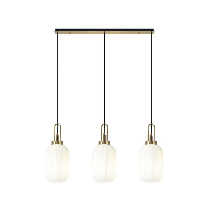 Nelson Lighting NLK06139 Acme 3 Light Linear Pendant Brass Gold Matt Black