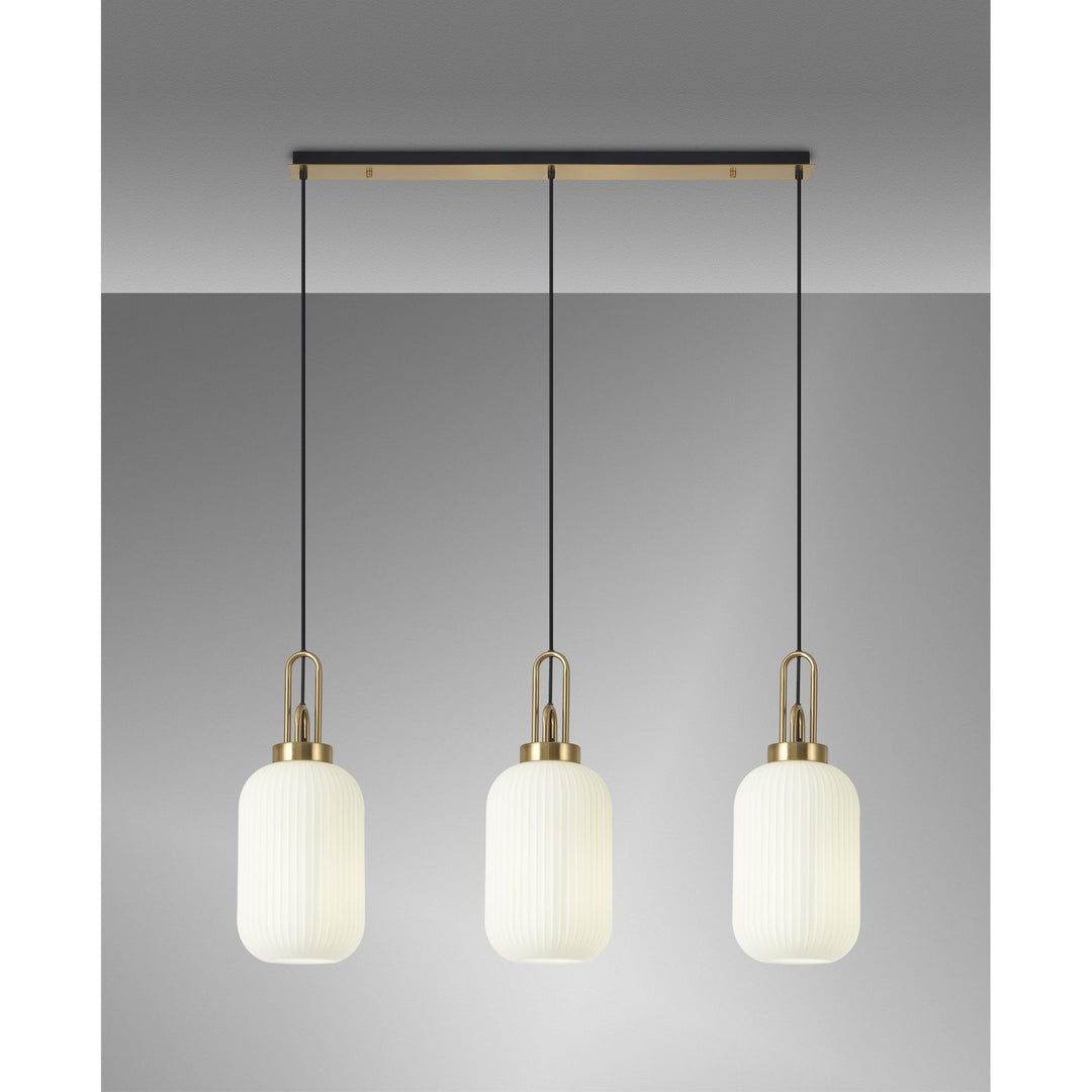 Nelson Lighting NLK06139 Acme 3 Light Linear Pendant Brass Gold Matt Black