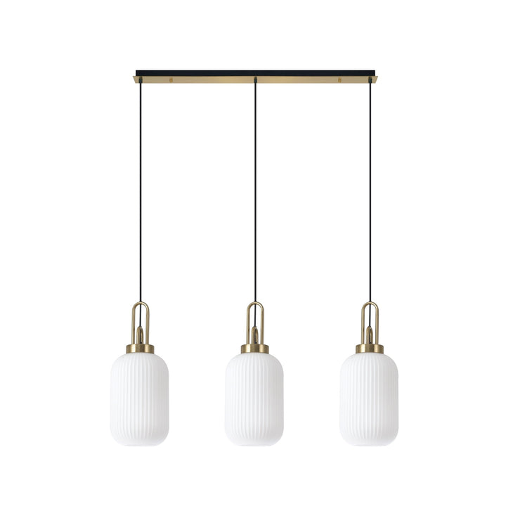 Nelson Lighting NLK06139 Acme 3 Light Linear Pendant Brass Gold Matt Black