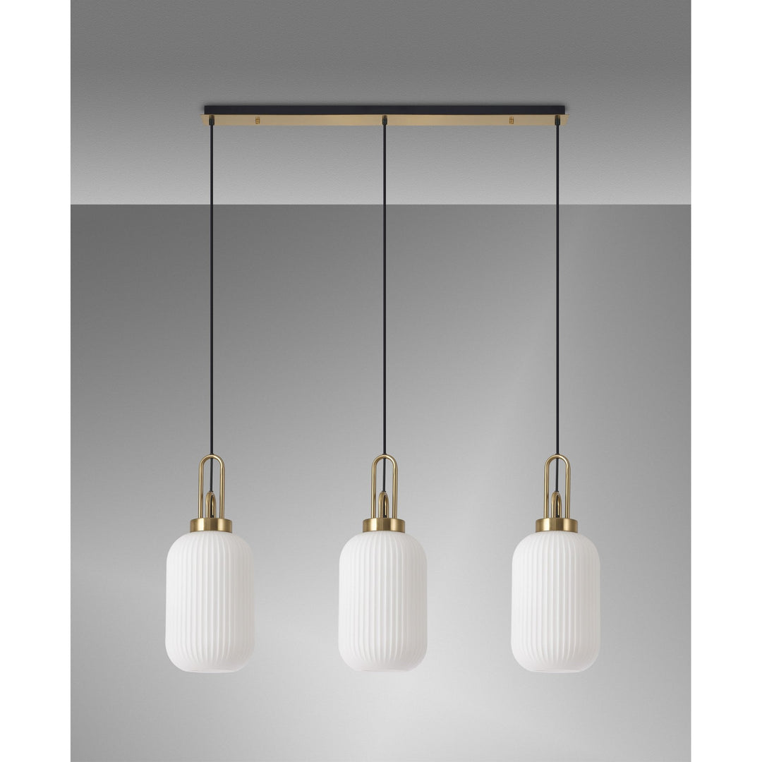 Nelson Lighting NLK06139 Acme 3 Light Linear Pendant Brass Gold Matt Black