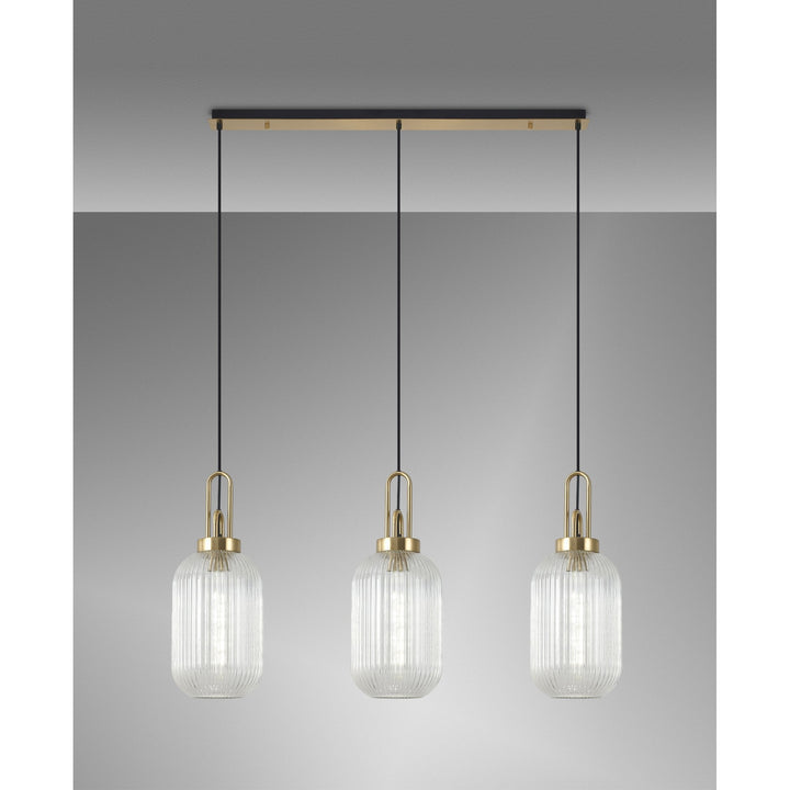 Nelson Lighting NLK06149 Acme 3 Light Linear Pendant Brass Gold Matt Black