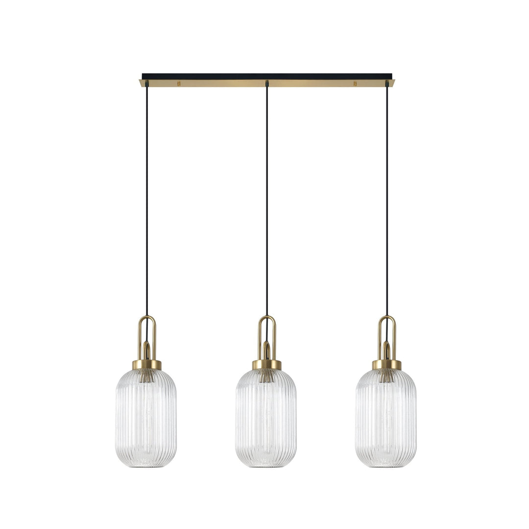 Nelson Lighting NLK06149 Acme 3 Light Linear Pendant Brass Gold Matt Black