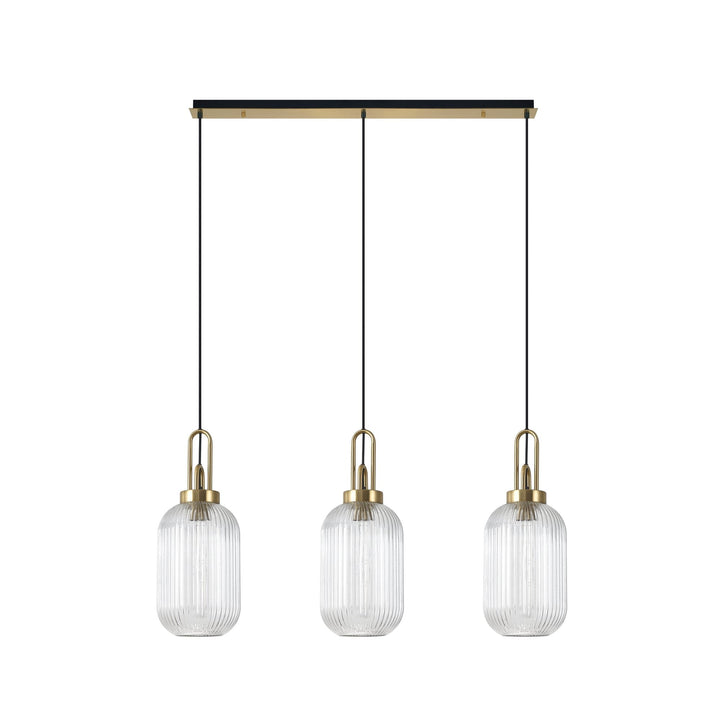 Nelson Lighting NLK06149 Acme 3 Light Linear Pendant Brass Gold Matt Black