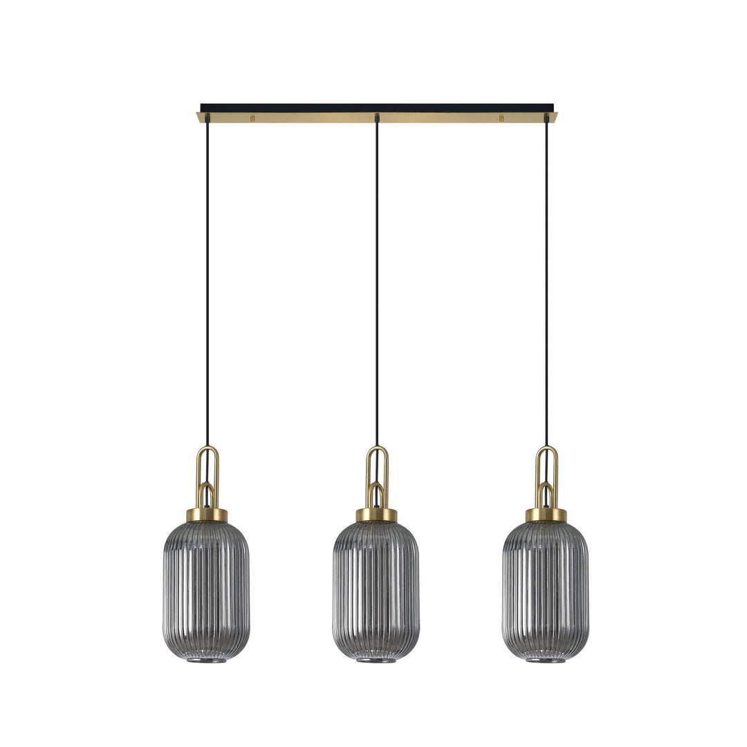 Nelson Lighting NLK06159 Acme 3 Light Linear Pendant Brass Gold Matt Black