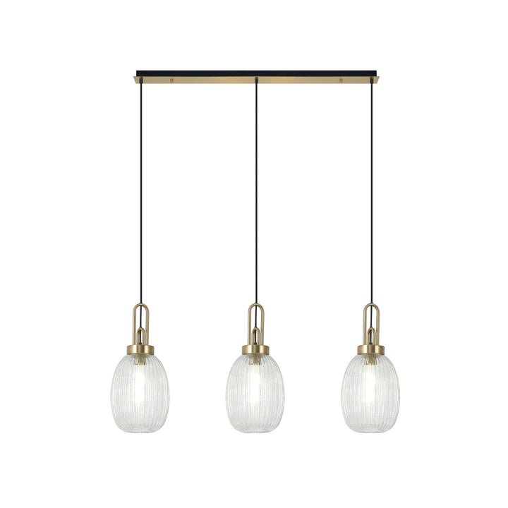 Nelson Lighting NLK06179 Acme 3 Light Linear Pendant Brass Gold Matt Black