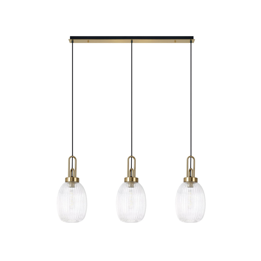 Nelson Lighting NLK06179 Acme 3 Light Linear Pendant Brass Gold Matt Black