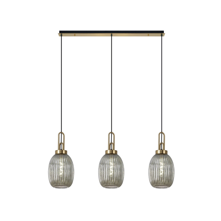 Nelson Lighting NLK06189 Acme 3 Light Linear Pendant Brass Gold Matt Black